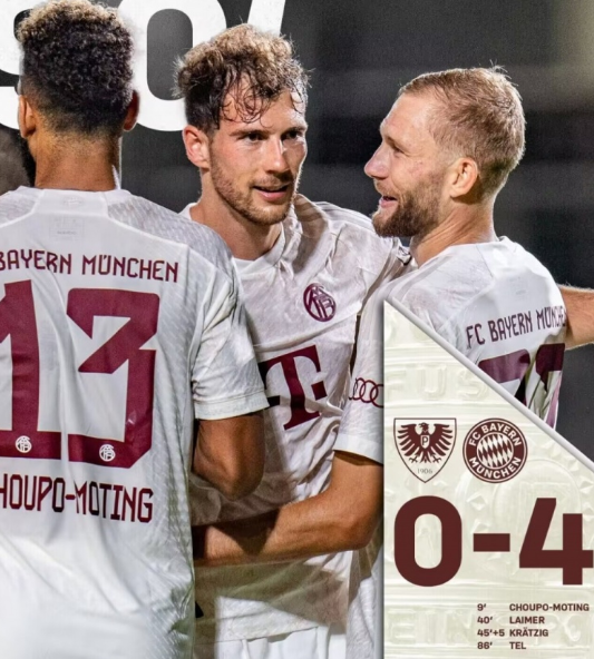 德国杯-拜仁4-0大胜普鲁士明斯特,克雷茨格包抄破门,特尔抽射进球 德国杯-拜仁4-0大胜普鲁士明斯特,克雷茨格包抄破门,特尔抽射进球