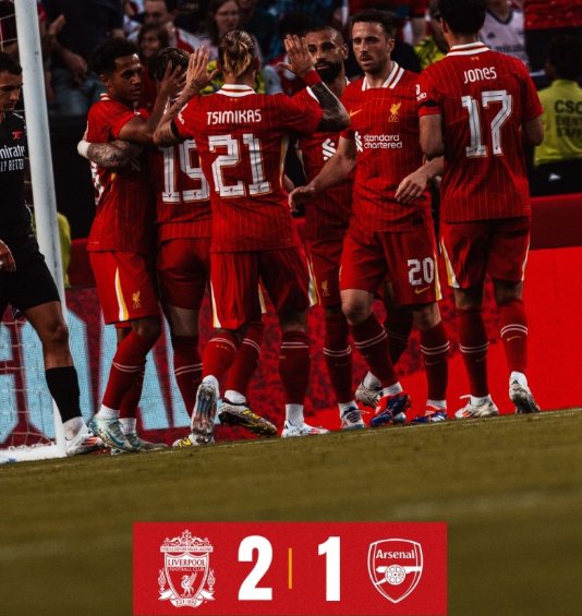 热身赛-利物浦2-1阿森纳 萨拉赫哈弗茨破门埃利奥特助攻双响