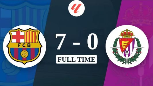 西甲-巴萨7-0大胜巴拉多利德，拉菲尼亚戴帽