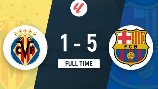 西甲-黄潜1-5惨负巴萨，拉菲尼亚、莱万均梅开二度