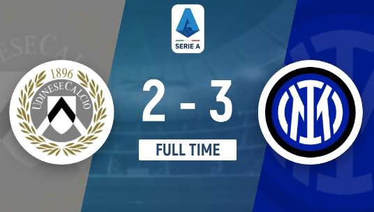 意甲-国米3-2战胜乌迪内斯 劳塔罗双响破荒弗拉泰西闪击