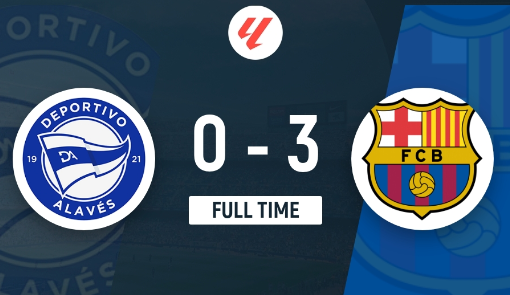 西甲-巴萨3-0完胜阿拉维斯 莱万戴帽，联赛9场10球，费兰伤退