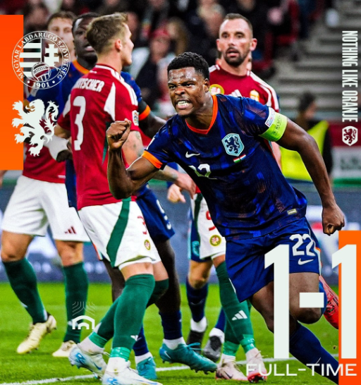 欧国联-十人荷兰1-1匈牙利 范迪克3分钟2黄被罚下邓弗里斯救主