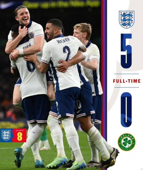 欧国联-英格兰5-0大胜爱尔兰，贝林厄姆造点+两助攻