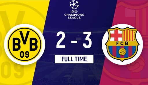 欧冠-巴萨3-2多特5连胜升第二 费兰双响 拉菲尼亚建功