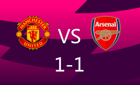 英超-曼联1-1阿森纳，B费任意球破门，赖斯救主