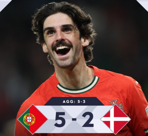 欧国联-葡萄牙加时5-3淘汰丹麦进四强，C罗破门+失点，特林康双响